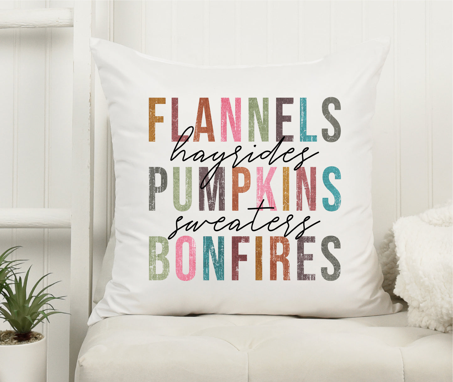 Flannels Pumpkins Bonfires Throw Pillow