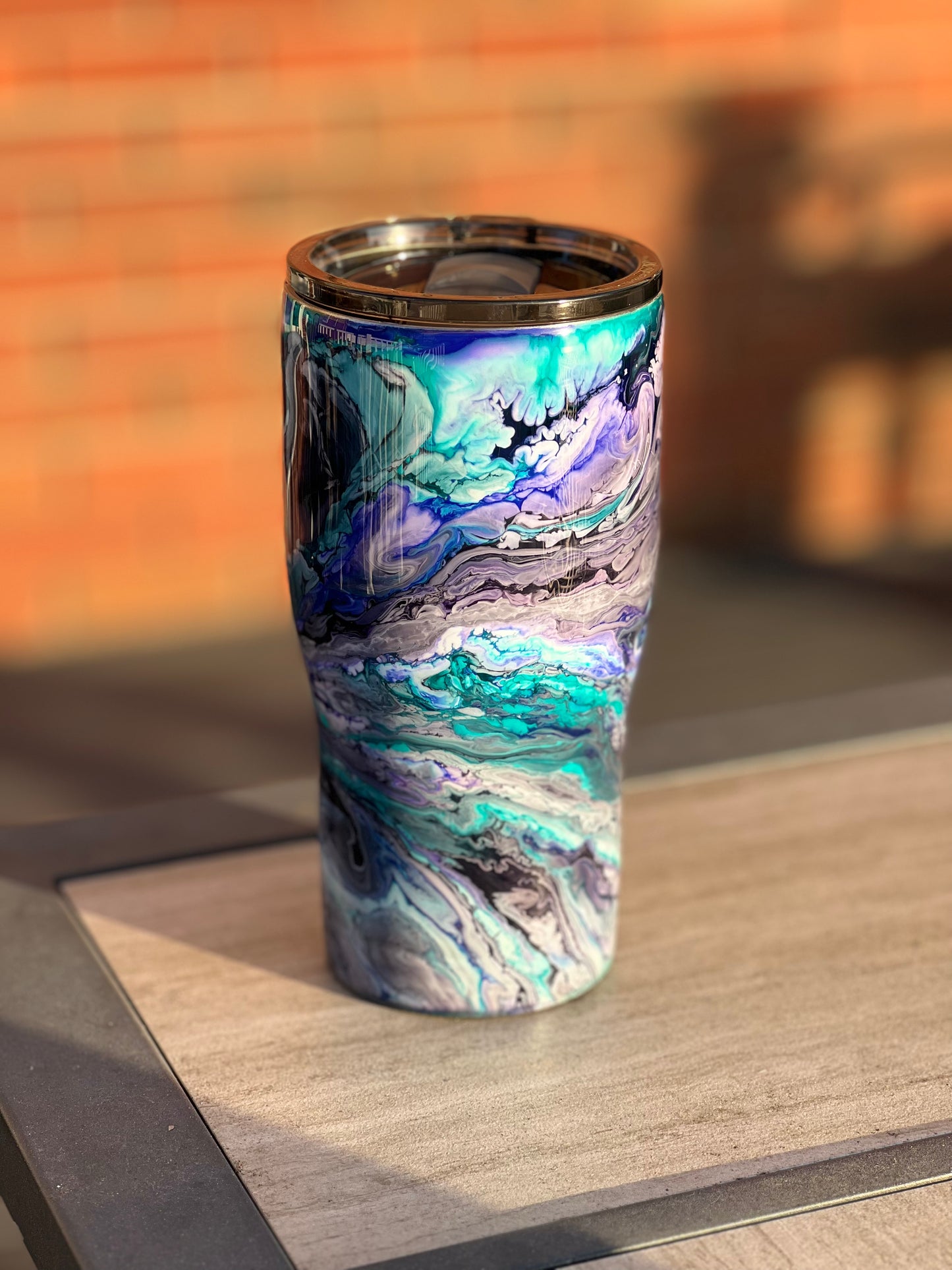 RTS #25 Teal Swirl 20oz Modern Curve Tumbler-Pre Made-RTS