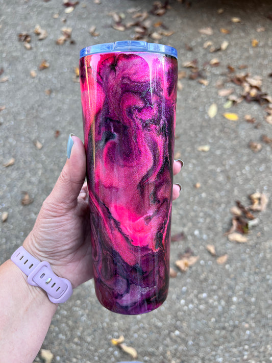 Pink & Black 20oz Skinny Tumbler-Pre Made-RTS