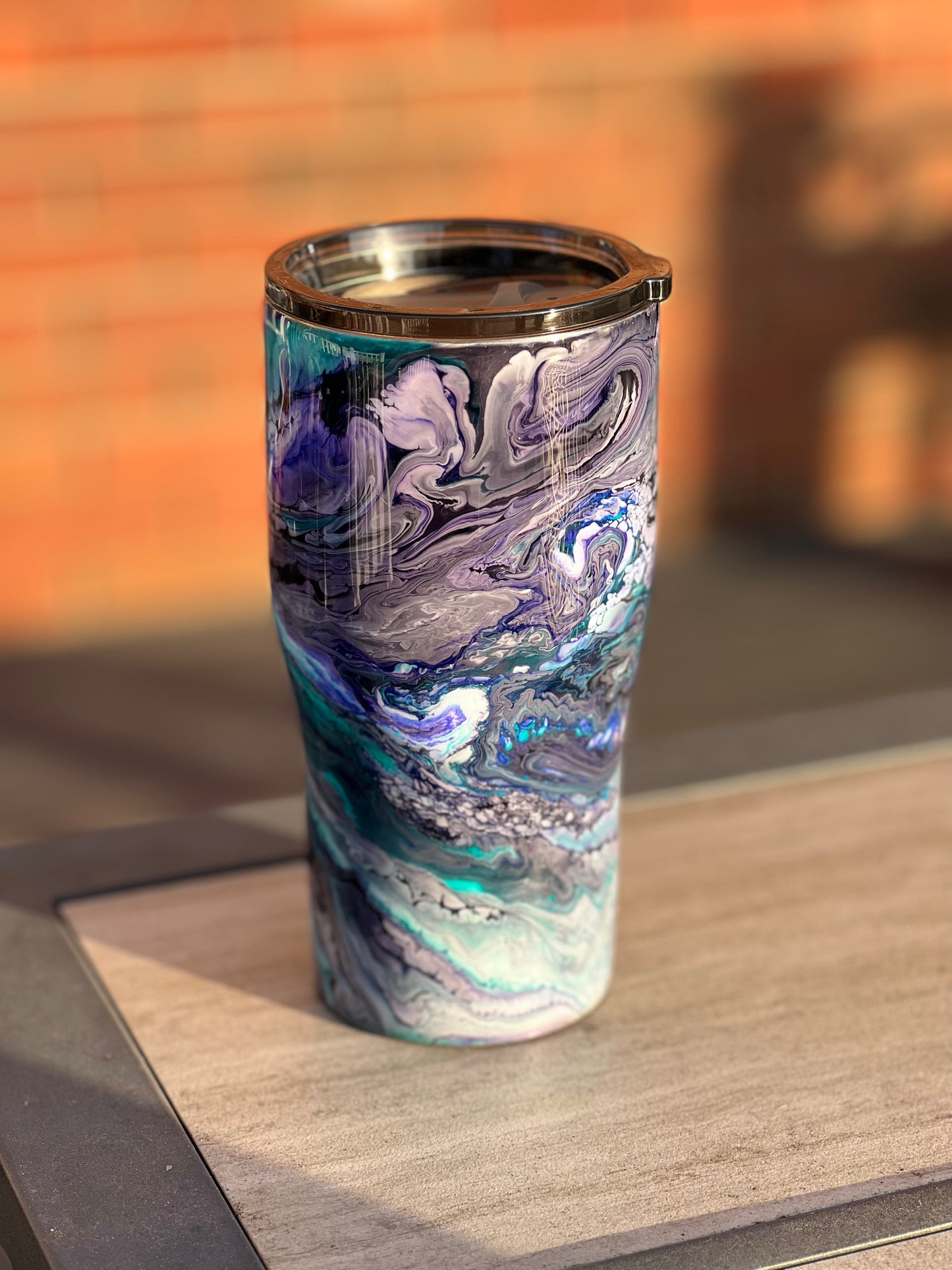 RTS #25 Teal Swirl 20oz Modern Curve Tumbler-Pre Made-RTS