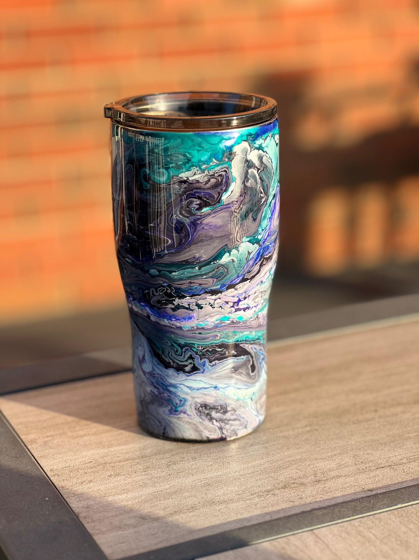 RTS #25 Teal Swirl 20oz Modern Curve Tumbler-Pre Made-RTS